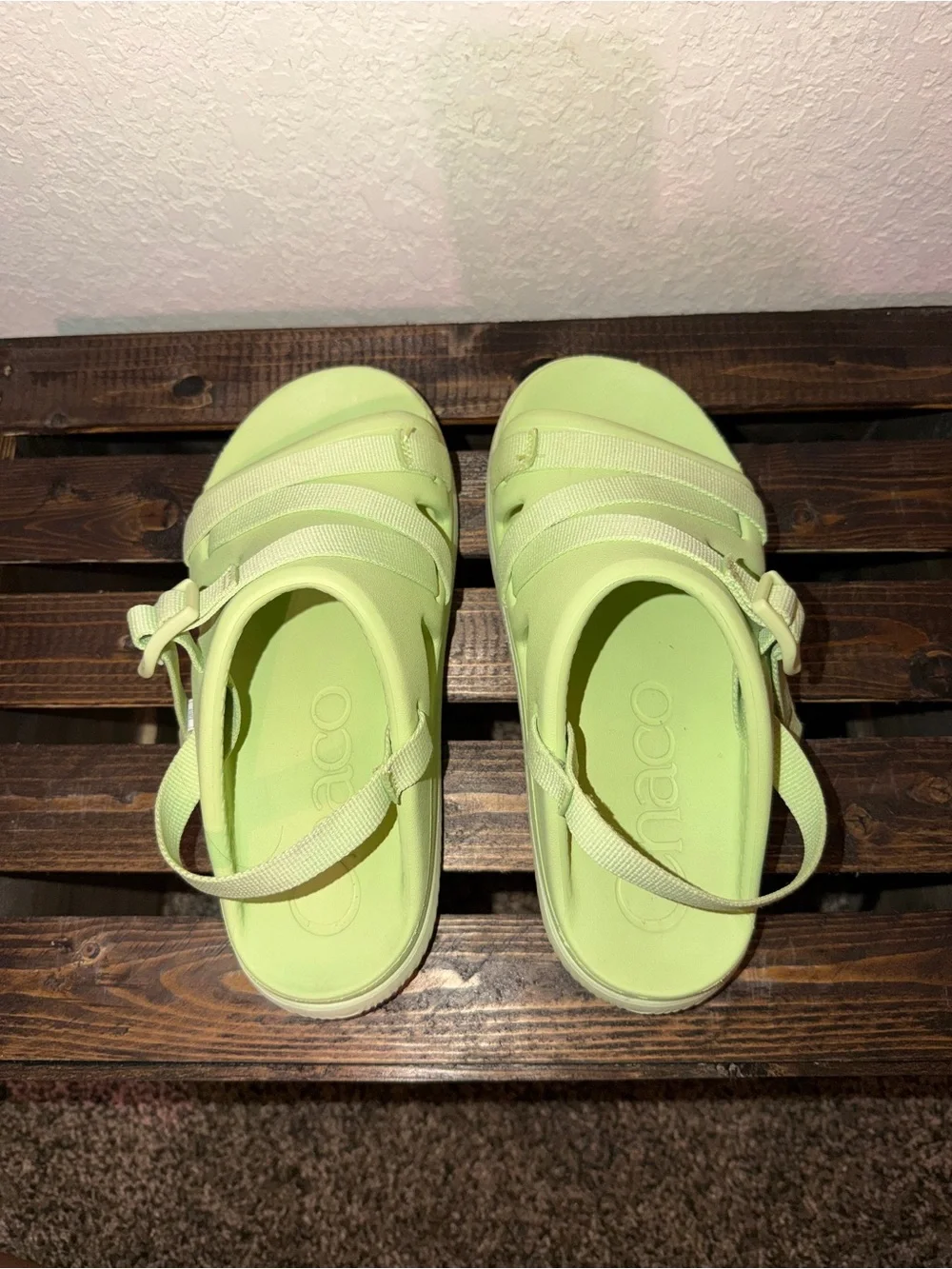 Chaco Kids Neon Lime Strappy Sandals